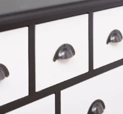 Casa Padrino Landhausstil Kommode Schwarz / Weiß 180 x 48 x H. 95 cm - Massivholz Schrank mit 19 Schubladen - Landhausstil Möbel - Möbel im Landhausstil - Landhausstil Einrichtung
