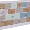 Casa Padrino Landhausstil Kommode Hellgrau / Mehrfarbig 180 x 48 x H. 95 cm - Massivholz Schrank mit 19 Schubladen - Landhausstil Möbel - Möbel im Landhausstil - Landhausstil Einrichtung