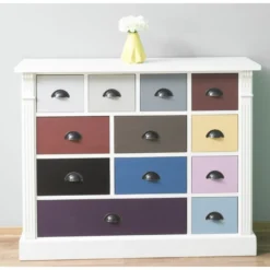Casa Padrino Landhausstil Kommode weiß mit 12 bunten Schubladen - Büromöbel im Landhausstil