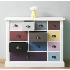 Casa Padrino Landhausstil Kommode weiß mit 12 bunten Schubladen - Büromöbel im Landhausstil