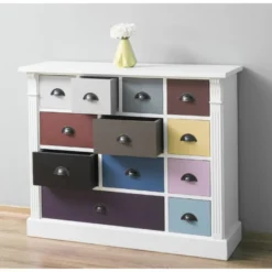Casa Padrino Landhausstil Kommode weiß mit 12 bunten Schubladen - Büromöbel im Landhausstil