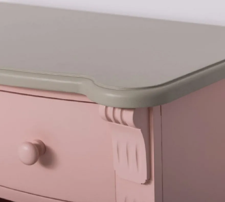 Casa Padrino Landhausstil Kommode Rosa / Grau 80 x 48 x H. 120 cm - Massivholz Schrank mit 6 Schubladen - Landhausstil Schlafzimmer Möbel - Möbel im Landhausstil - Landhausstil Einrichtung