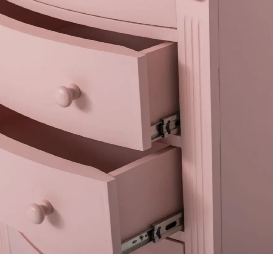Casa Padrino Landhausstil Kommode Rosa / Grau 80 x 48 x H. 120 cm - Massivholz Schrank mit 6 Schubladen - Landhausstil Schlafzimmer Möbel - Möbel im Landhausstil - Landhausstil Einrichtung