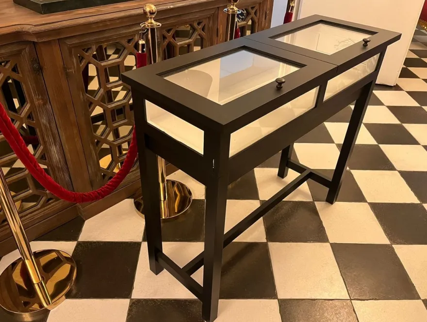 Casa Padrino Landhausstil Ladenvitrine Schwarz / Weiß 110 cm