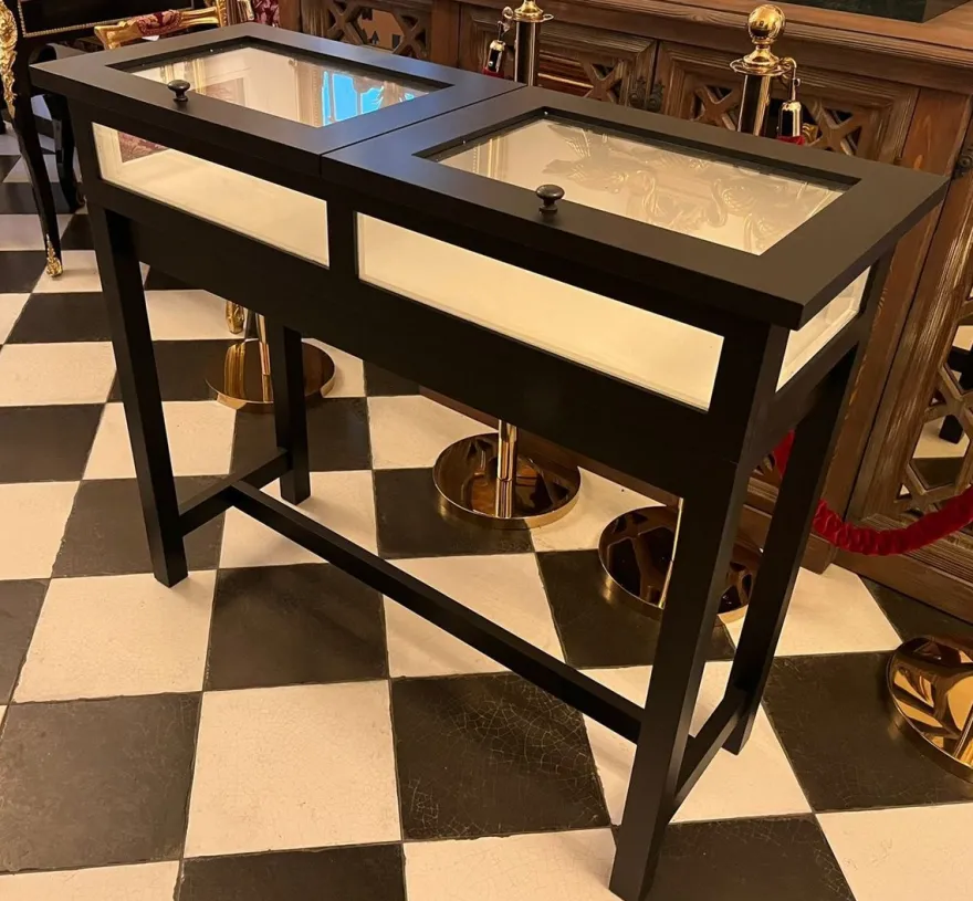 Casa Padrino Landhausstil Ladenvitrine Schwarz / Weiß 110 cm