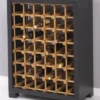 Casa Padrino Landhausstil Massivholz Weinschrank Schwarz / Naturfarben 68 x 35 x H. 68 cm - Massivholz Weinregal im Landhausstil - Massivholz Bar Möbel - Landhausstil Bar Möbel