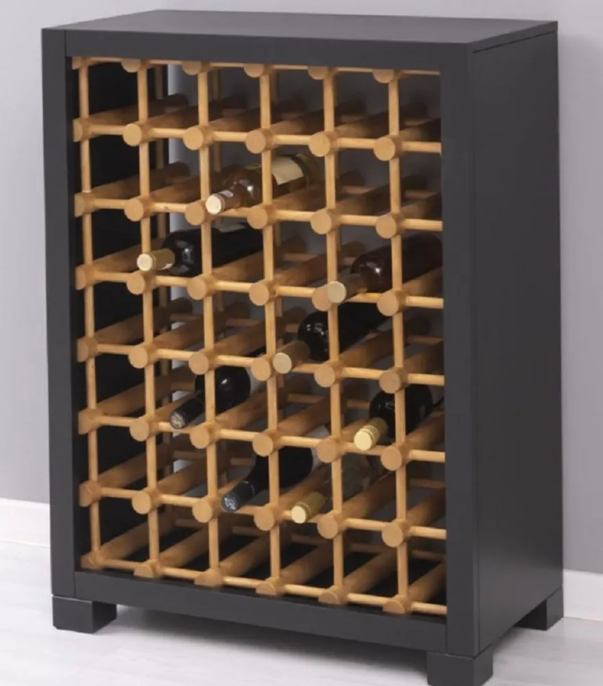 Casa Padrino Landhausstil Massivholz Weinschrank Schwarz / Naturfarben 68 x 35 x H. 68 cm - Massivholz Weinregal im Landhausstil - Massivholz Bar Möbel - Landhausstil Bar Möbel