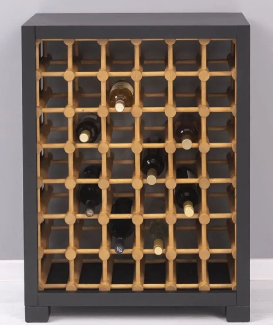 Casa Padrino Landhausstil Massivholz Weinschrank Schwarz / Naturfarben 68 x 35 x H. 68 cm - Massivholz Weinregal im Landhausstil - Massivholz Bar Möbel - Landhausstil Bar Möbel