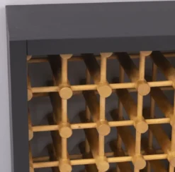 Casa Padrino Landhausstil Massivholz Weinschrank Schwarz / Naturfarben 68 x 35 x H. 68 cm - Massivholz Weinregal im Landhausstil - Massivholz Bar Möbel - Landhausstil Bar Möbel