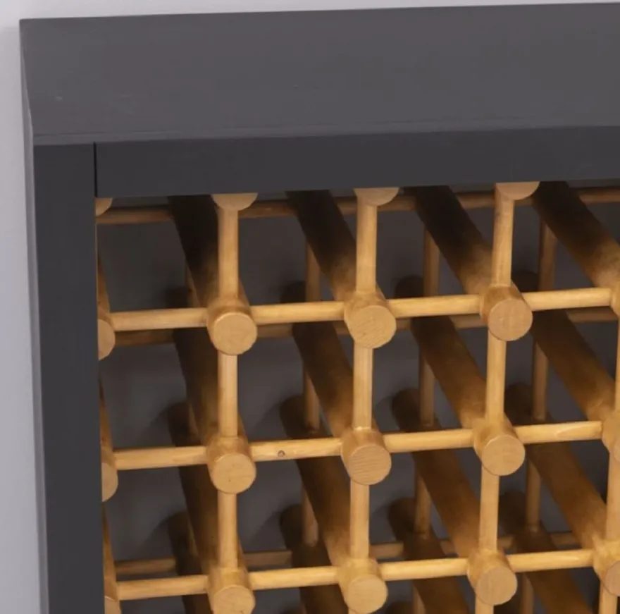 Casa Padrino Landhausstil Massivholz Weinschrank Schwarz / Naturfarben 68 x 35 x H. 68 cm - Massivholz Weinregal im Landhausstil - Massivholz Bar Möbel - Landhausstil Bar Möbel