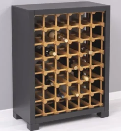 Casa Padrino Landhausstil Massivholz Weinschrank Schwarz / Naturfarben 68 x 35 x H. 68 cm - Massivholz Weinregal im Landhausstil - Massivholz Bar Möbel - Landhausstil Bar Möbel