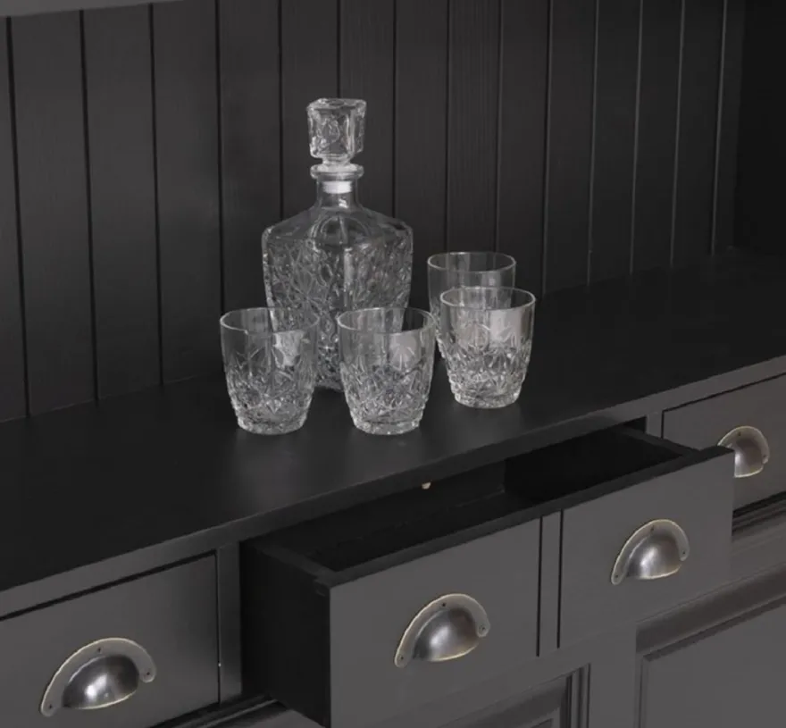 Casa Padrino Landhausstil Massivholz Barschrank Schwarz 151 x 36 x H. 210 cm - Massivholz Weinschrank im Landhausstil - Massivholz Bar Möbel - Landhausstil Bar Möbel