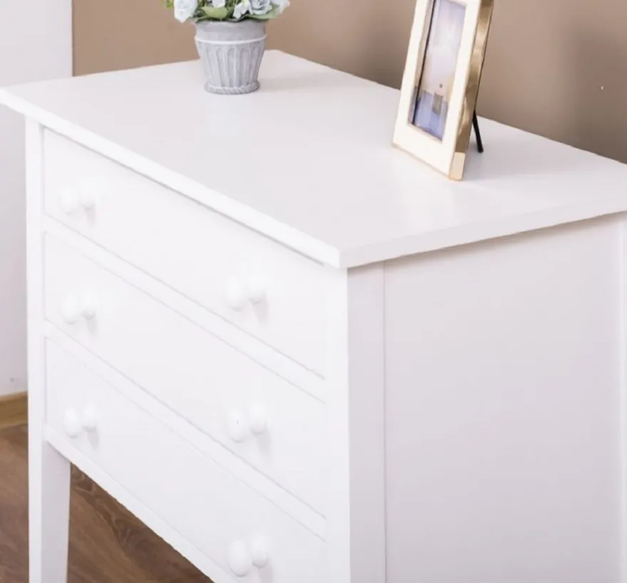 Casa Padrino Landhausstil Massivholz Kommode mit 3 Schubladen Weiß 80 x 41 x H. 75 cm - Landhausstil Möbel