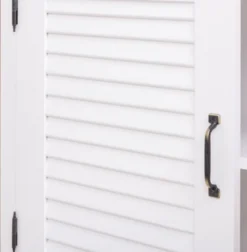 Casa Padrino Landhausstil Massivholz Schrank mit 4 Türen Weiß 64 x 39 x H. 210 cm - Regalschrank - Wohnzimmerschrank - Vitrinenschrank - Landhausstil Möbel
