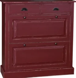 Casa Padrino Landhausstil Massivholz Schuhschrank Antik Bordeauxrot 103 x 35 x H. 105 cm - Landhausstil Garderobenmöbel