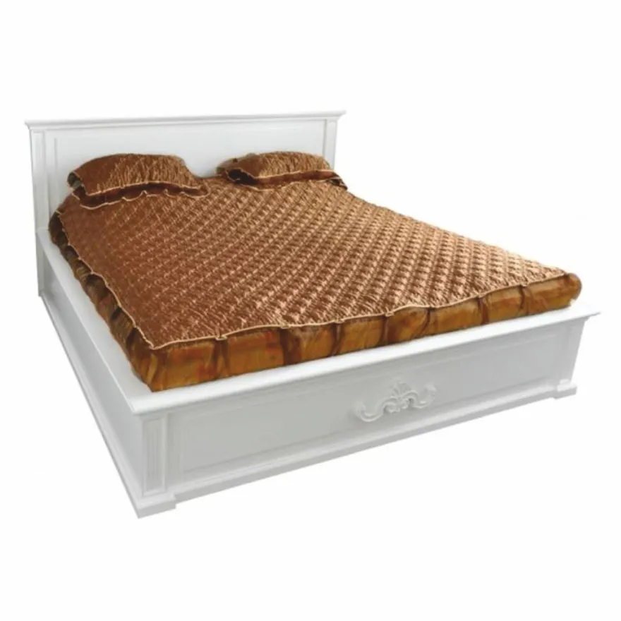 Casa Padrino Landhausstil Massivholz Doppelbett Weiß 160 x 200 cm - Schlafzimmer Möbel