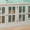 Casa Padrino Landhausstil Massivholz Sideboard Grau 175 x 53 x H. 90 cm - Landhausstil Massivholz Schrank mit 4 Türen - Landhausstil Möbel - Landhausstil Einrichtung - Massivholz Möbel