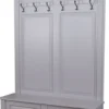 Casa Padrino Landhausstil Massivholz Garderobenschrank Grau 140 x 41 x H. 210 cm - Wand Garderobe - Flur Schrank - Flurmöbel - Garderobenmöbel - Landhausstil Möbel