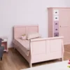 Casa Padrino Landhausstil Massivholz Kinderzimmer Möbel Set Rosa / Weiß / Lila - 1 Einzelbett & 1 Kleiderschrank & 1 Nachttisch - Landhausstil Möbel