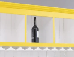 Casa Padrino Landhausstil Massivholz Barschrank Gelb / Weiß 151 x 36 x H. 210 cm - Massivholz Weinschrank im Landhausstil - Massivholz Bar Möbel - Landhausstil Bar Möbel