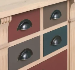 Casa Padrino Landhausstil Massivholz Kommode mit 8 Schubladen Naturfarben / Mehrfarbig 60 x 36 x H. 100 cm - Landhausstil Möbel