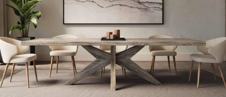 Casa Padrino Landhausstil Massivholz Esstisch Grau - Verschiedene Größen - Rechteckiger Eichenholz Küchentisch - Massivholz Esszimmer Möbel - Landhausstil Esszimmer Möbel