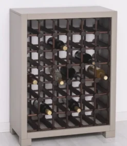 Casa Padrino Landhausstil Massivholz Weinschrank Grau / Dunkelbraun / Schwarz 68 x 35 x H. 68 cm - Massivholz Weinregal im Landhausstil - Massivholz Bar Möbel - Landhausstil Bar Möbel