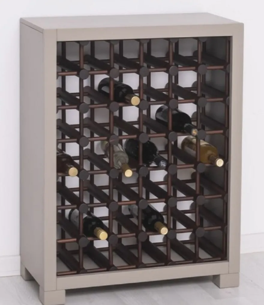 Casa Padrino Landhausstil Massivholz Weinschrank Grau / Dunkelbraun / Schwarz 68 x 35 x H. 68 cm - Massivholz Weinregal im Landhausstil - Massivholz Bar Möbel - Landhausstil Bar Möbel