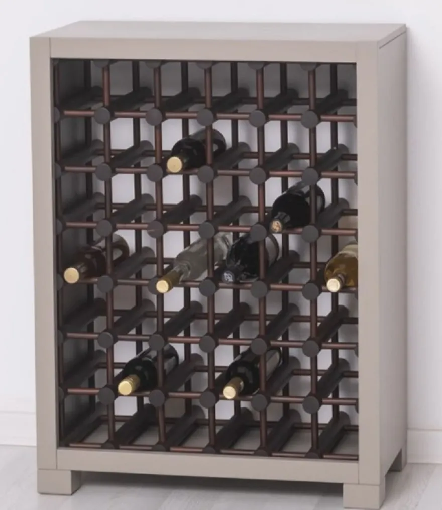 Casa Padrino Landhausstil Massivholz Weinschrank Grau / Dunkelbraun / Schwarz 68 x 35 x H. 68 cm - Massivholz Weinregal im Landhausstil - Massivholz Bar Möbel - Landhausstil Bar Möbel