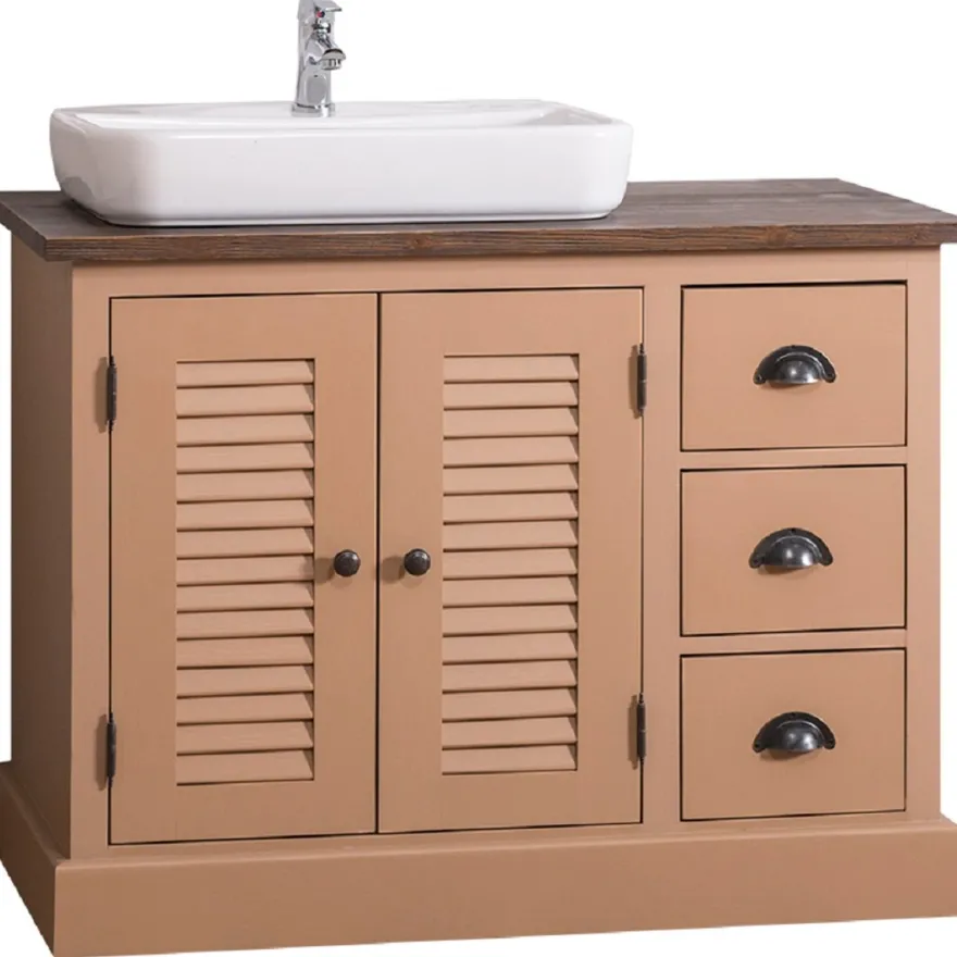 Casa Padrino Landhausstil Massivholz Waschbeckenschrank Braun / Dunkelbraun 100 x 51 x H. 75 cm - Landhausstil Badezimmermöbel