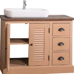 Casa Padrino Landhausstil Massivholz Waschbeckenschrank Braun / Dunkelbraun 100 x 51 x H. 75 cm - Landhausstil Badezimmermöbel