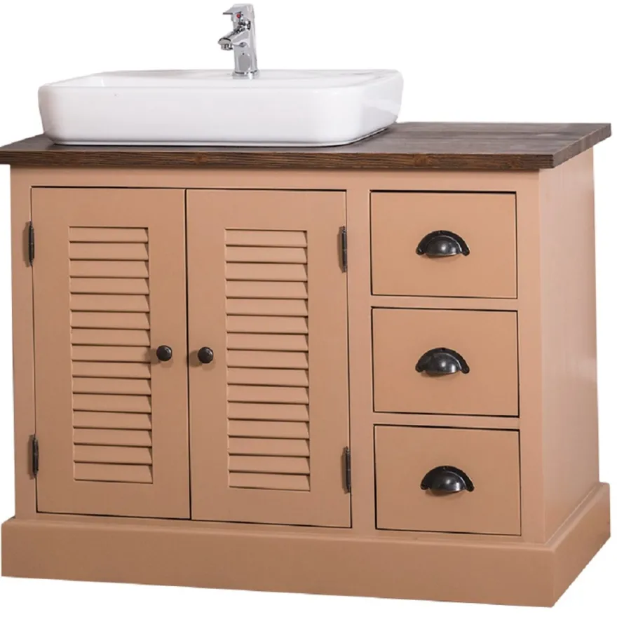 Casa Padrino Landhausstil Massivholz Waschbeckenschrank Braun / Dunkelbraun 100 x 51 x H. 75 cm - Landhausstil Badezimmermöbel