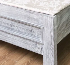 Casa Padrino Landhausstil Massivholz Bett Antik Grau 160 x 200 x H. 93 cm - Massivholz Doppelbett - Landhausstil Schlafzimmer Möbel