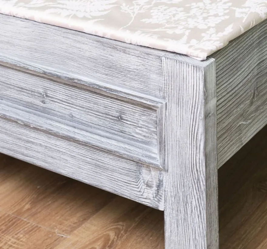 Casa Padrino Landhausstil Massivholz Bett Antik Grau 160 x 200 x H. 93 cm - Massivholz Doppelbett - Landhausstil Schlafzimmer Möbel