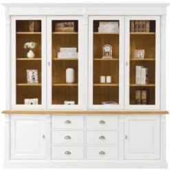 Casa Padrino Landhausstil Massivholz Schrank Weiß / Naturfarben 223 x 51 x H. 228 cm