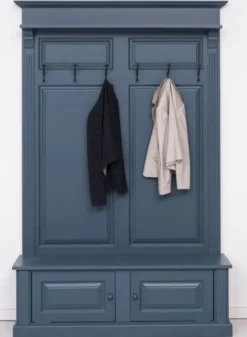 Casa Padrino Landhausstil Massivholz Garderobenschrank Blau 140 x 41 x H. 210 cm - Wand Garderobe - Flur Schrank - Flurmöbel - Garderobenmöbel - Landhausstil Möbel