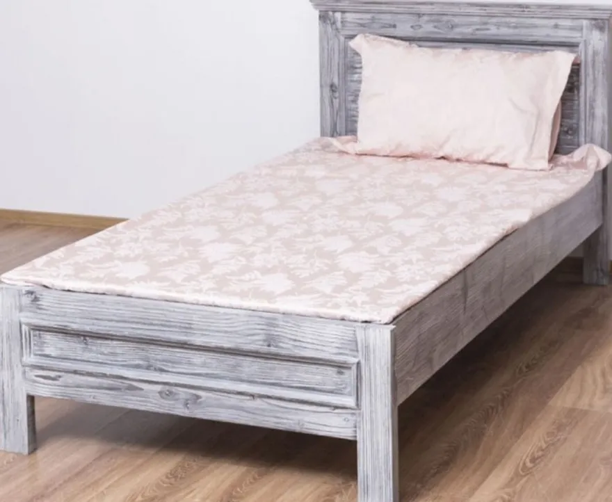 Casa Padrino Landhausstil Massivholz Bett Antik Grau 90 x 200 x H. 93 cm - Massivholz Einzelbett - Landhausstil Schlafzimmer Möbel