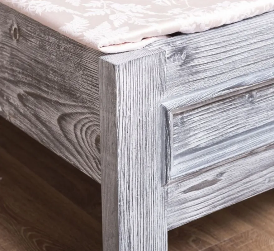 Casa Padrino Landhausstil Massivholz Bett Antik Grau 90 x 200 x H. 93 cm - Massivholz Einzelbett - Landhausstil Schlafzimmer Möbel