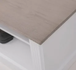 Casa Padrino Landhausstil Massivholz Garderobenschrank Weiß / Graubraun 79 x 41 x H. 210 cm - Wand Garderobe - Flur Schrank - Flurmöbel - Garderobenmöbel - Landhausstil Möbel