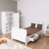 Casa Padrino Landhausstil Massivholz Kinderzimmer Möbel Set Weiß - 1 Einzelbett & 1 Kleiderschrank & 1 Nachttisch - Landhausstil Möbel
