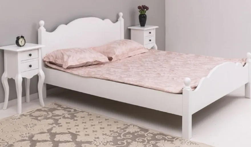 Casa Padrino Landhausstil Massivholz Schlafzimmer Set Weiß - 1 Landhausstil Doppelbett & 2 Landhausstil Nachttische - Massivholz Schlafzimmer Möbel - Schlafzimmer Möbel im Landhausstil
