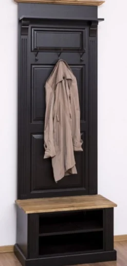 Casa Padrino Landhausstil Massivholz Garderobenschrank Schwarz / Braun 79 x 41 x H. 210 cm - Wand Garderobe - Flur Schrank - Flurmöbel - Garderobenmöbel - Landhausstil Möbel