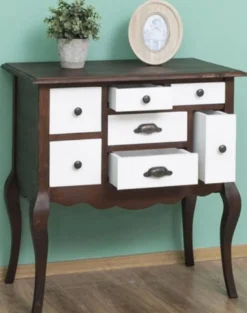 Casa Padrino Landhausstil Massivholz Kommode mit 7 Schubladen Dunkelbraun / Weiß 80 x 40 x H. 82 cm - Landhausstil Möbel