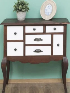 Casa Padrino Landhausstil Massivholz Kommode mit 7 Schubladen Dunkelbraun / Weiß 80 x 40 x H. 82 cm - Landhausstil Möbel