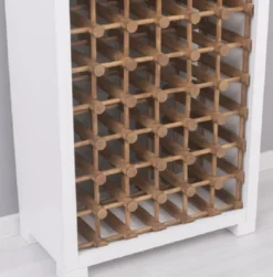 Casa Padrino Landhausstil Massivholz Weinschrank Weiß / Naturfarben 68 x 35 x H. 200 cm - Massivholz Weinregal im Landhausstil - Massivholz Bar Möbel - Landhausstil Bar Möbel