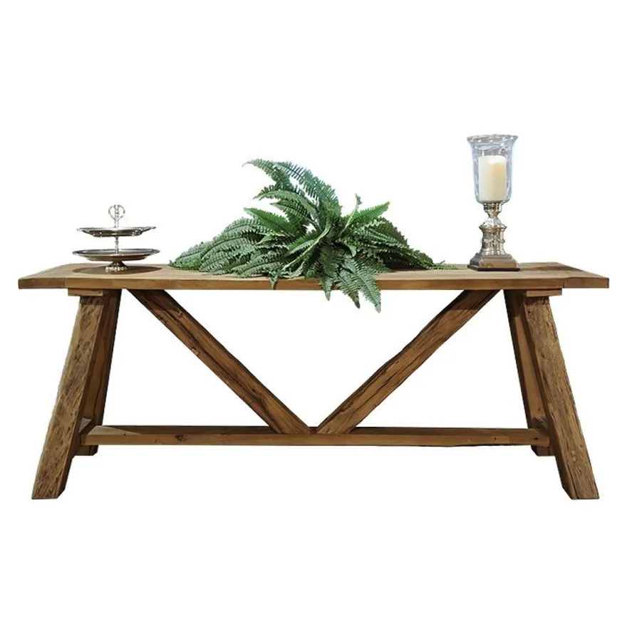 Casa Padrino Landhausstil Massivholz Konsole Braun 200 x 50 x H. 78 cm - Konsolentisch aus recycelter Eiche