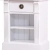 Casa Padrino Landhausstil Nachttisch mit Schublade und Regal Antik Weiß 49 x 33 x H. 60 cm - Massivholz Nachtkommode - Nachtschrank - Landhausstil Schlafzimmermöbel