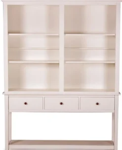 Casa Padrino Landhausstil Offener Schrank Antik Weiss mit drei Schubladen 158 x 40 x H. 220 cm - Wohnzimmerschrank im Landhausstil