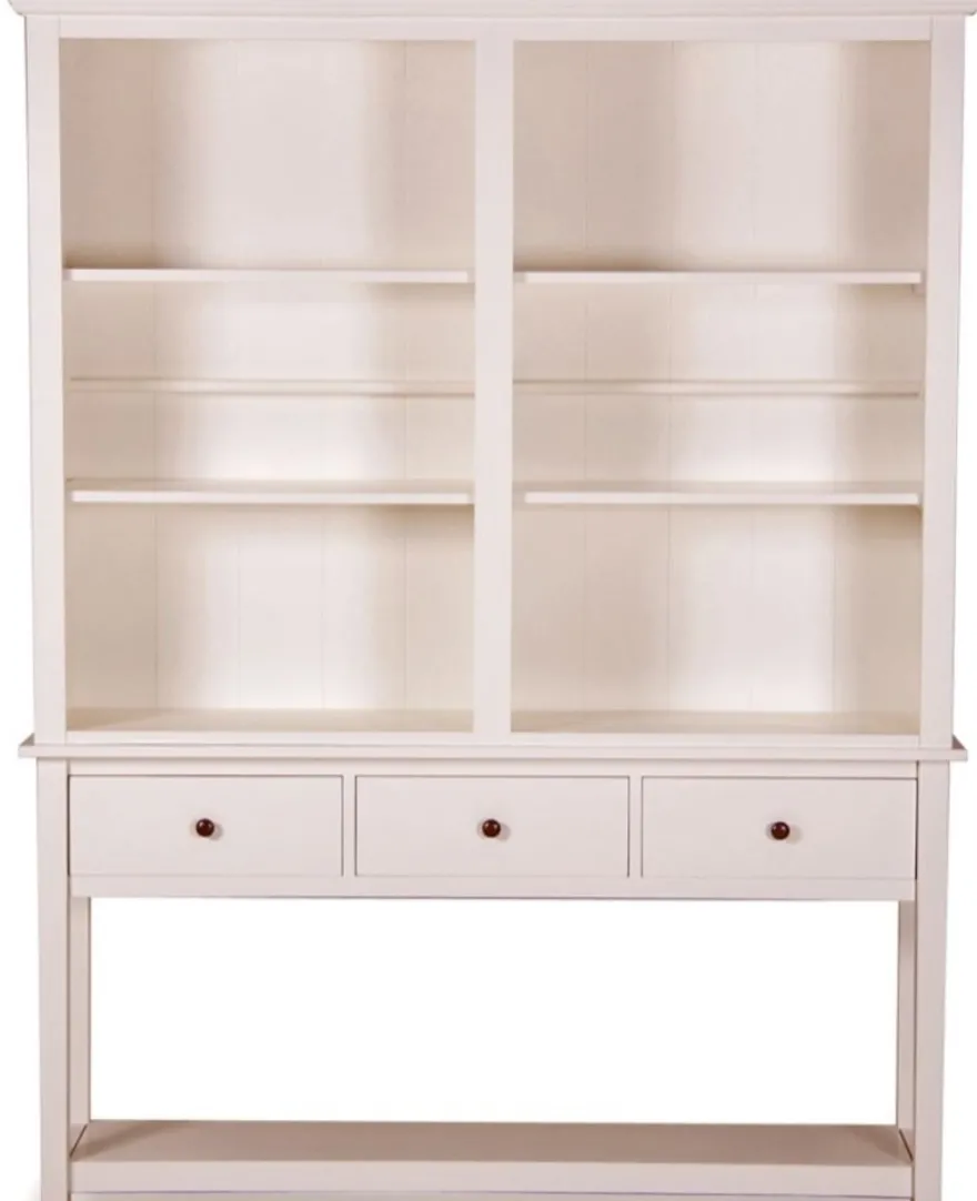 Casa Padrino Landhausstil Offener Schrank Antik Weiss mit drei Schubladen 158 x 40 x H. 220 cm - Wohnzimmerschrank im Landhausstil