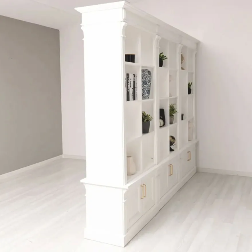 Casa Padrino Landhausstil Raumteiler Bücherschrank Weiß 260 cm - Landhausstil Möbel